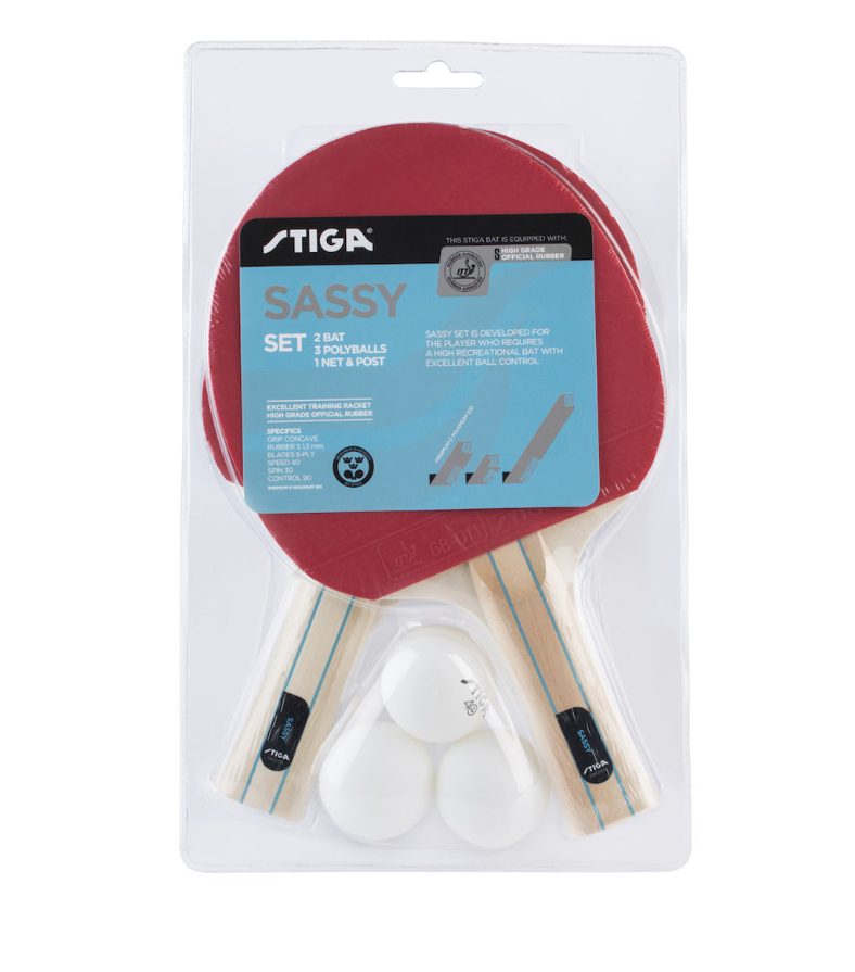Stiga SET SASSY pingpongütő szett – 2 ütő 3 labda háló